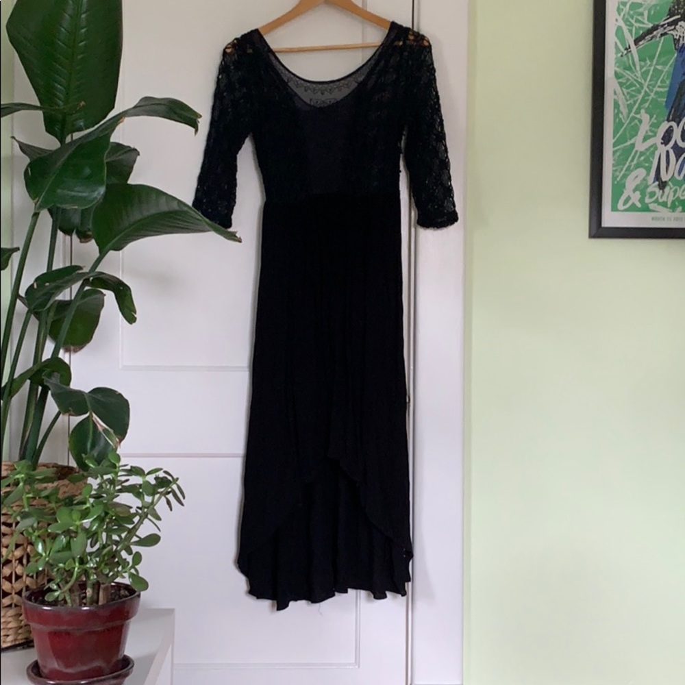 Free People Lacey Black High Low Hem Dress